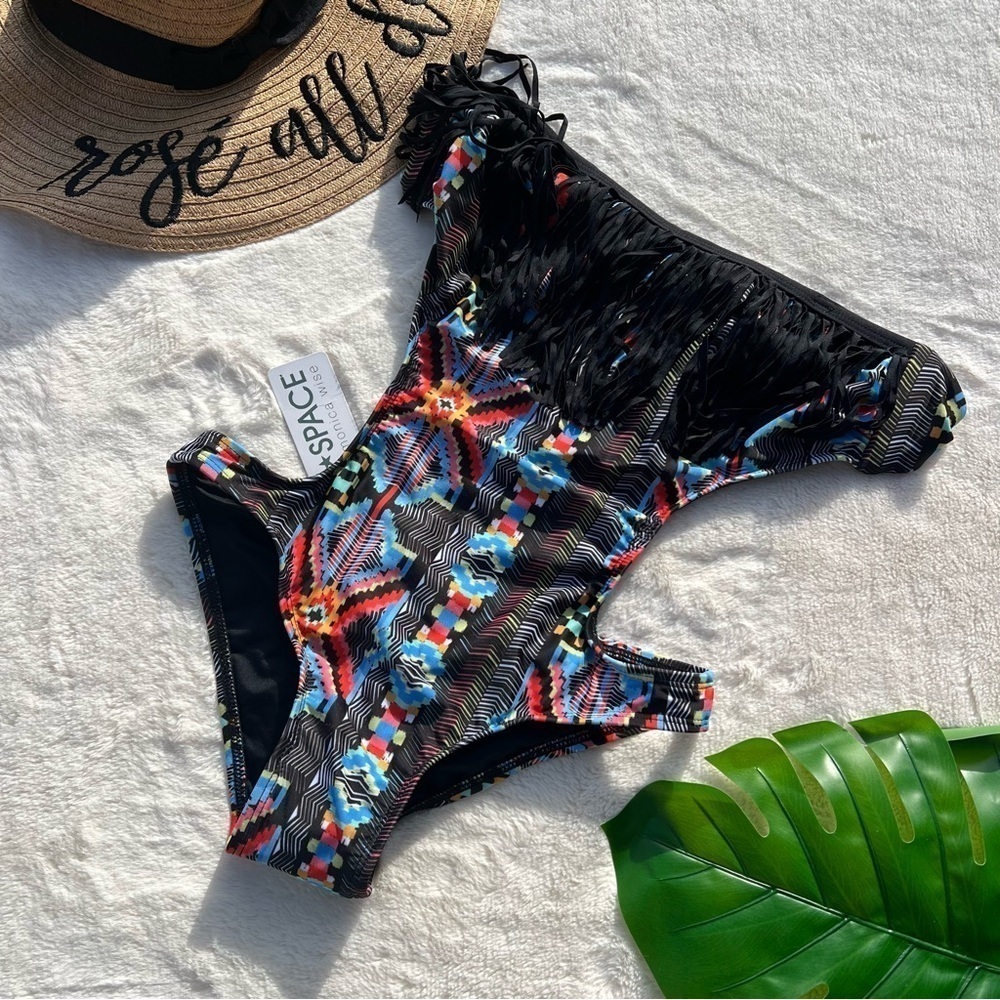 L*Space Cut Out Fringe One Piece Swimsuit - Picture 3 of 9
